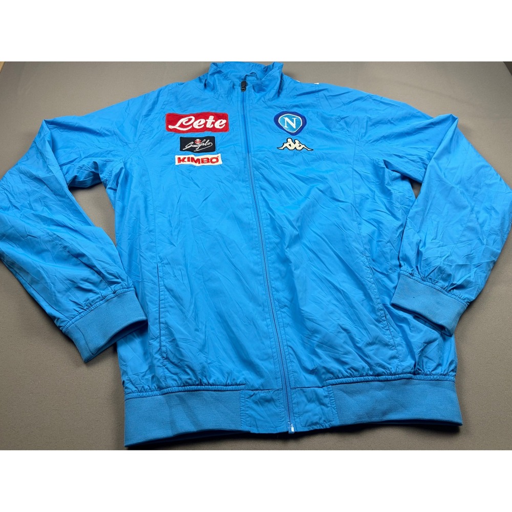 Kappa SSC Napoli Track Jacket Mens XL Blue Full Zip Windbreaker Soccer Training